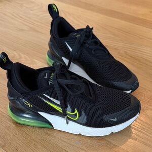 Nike Kids AirMAX 270 Black, White, Neon Green Sneakers, Size 3